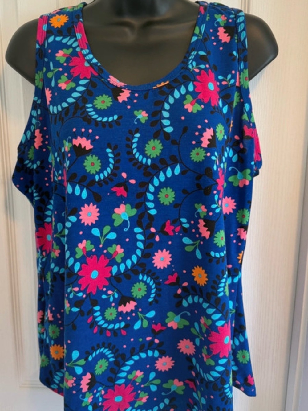 Lularoe Blue Floral Sleeveless Women's Tank Top